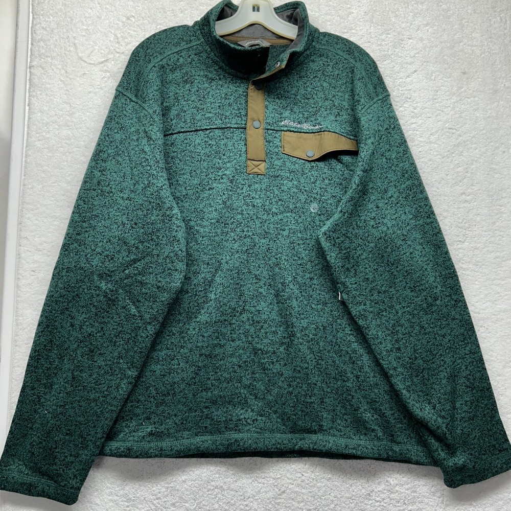 Eddie Bauer Mens Size XL Green Convector 2.0 Snap Mock Neck Sweatshirt New
